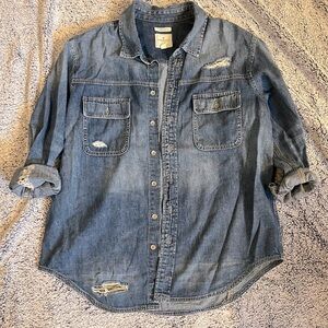 American Eagle Distressed Denim Shirt